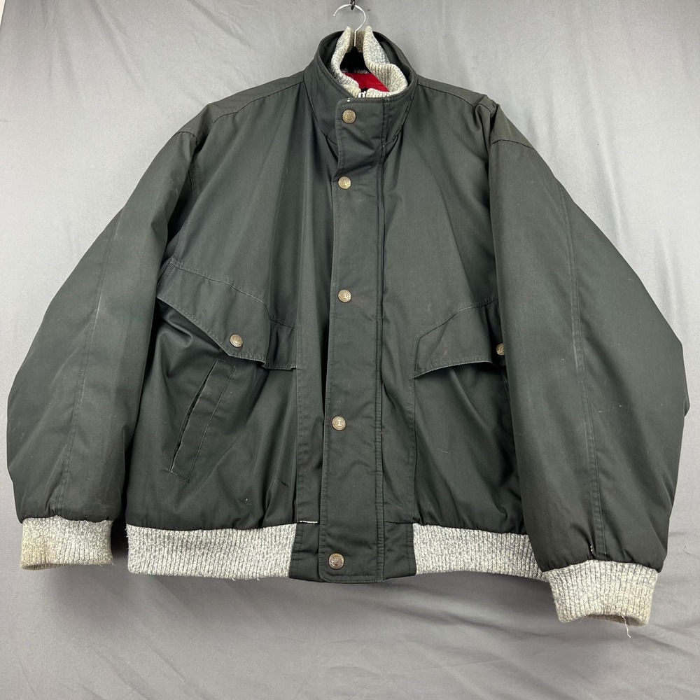 Coleman Outdoors Jacket Mens Large Bomber Black Quilted Lining Vintage Good
